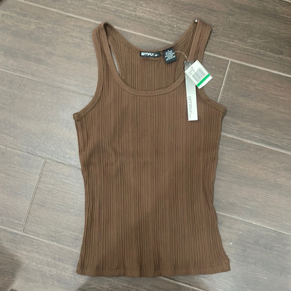 NWT. Brown rubber tank top. Stretchy Brand new